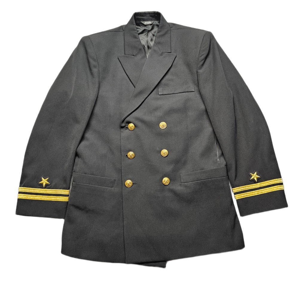 Flying Cross US Navy Uniform Blazer Jacket Mens 40R‎ Black Double Breasted USA
